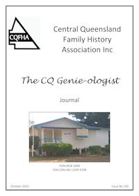 Magazine Cover of CQ Genilogist from Central Queensland